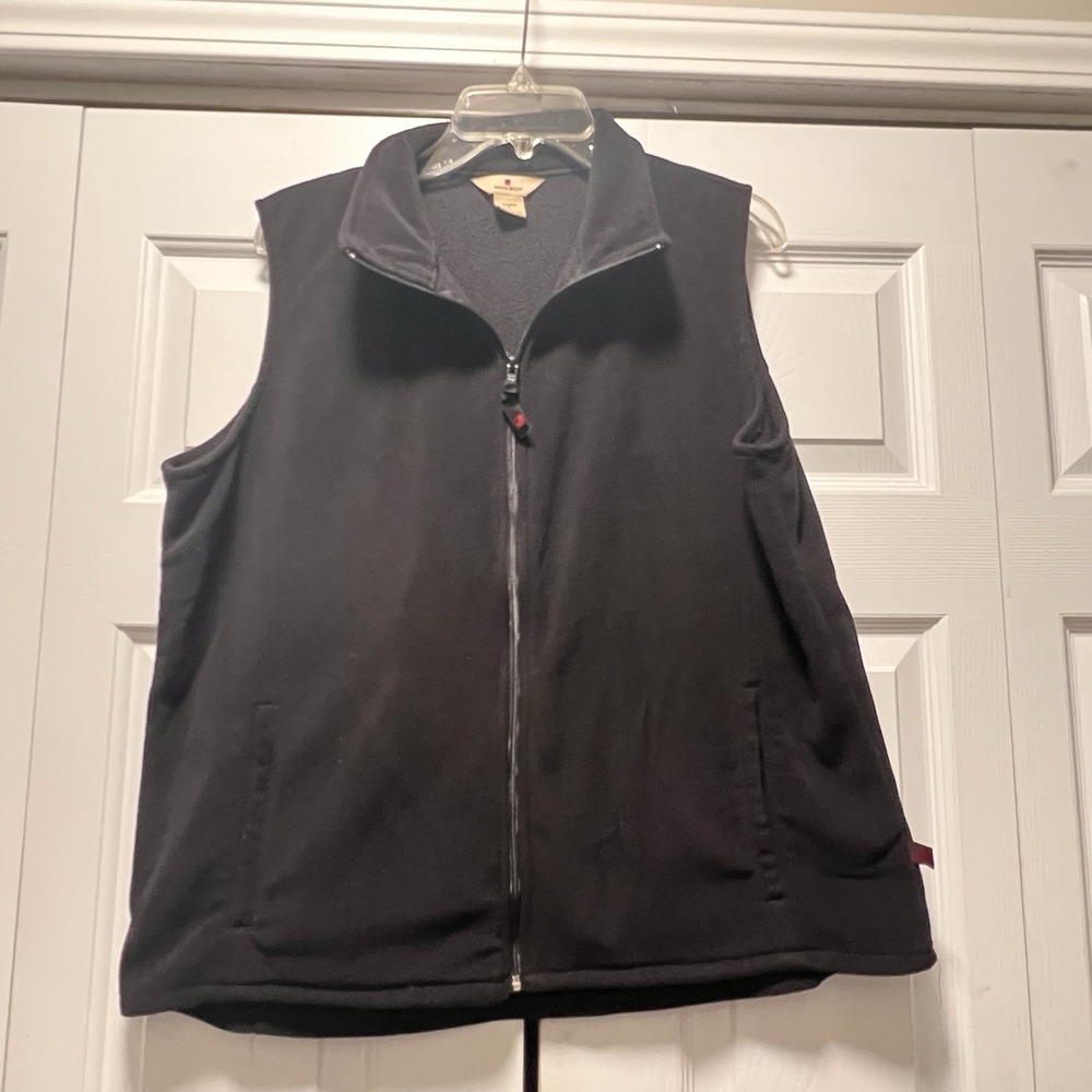 Woolrich Vest Womens XL Black Fleece Full Zip Pockets Outdoor Layering 18011